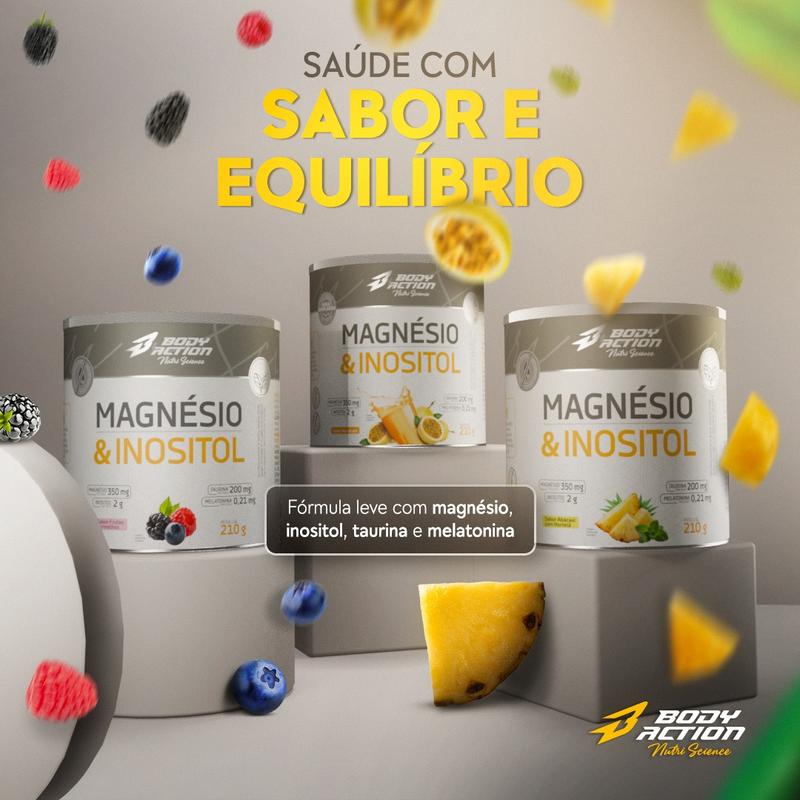 Magnésio & Inositol Bodyaction - Contém Melatonina - Lata 210g