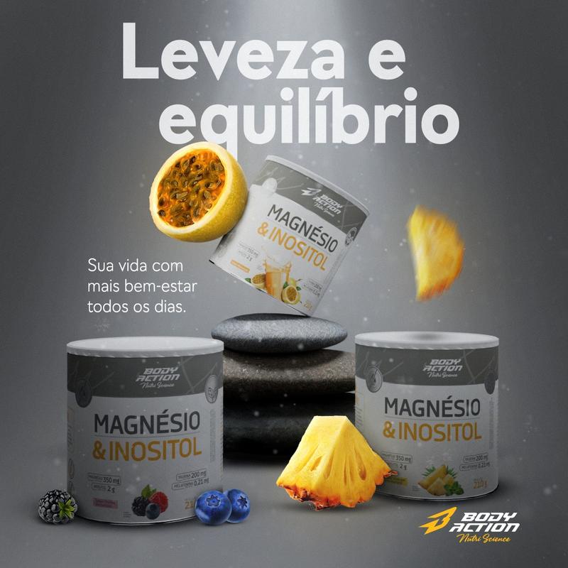Magnésio & Inositol Bodyaction - Contém Melatonina - Lata 210g