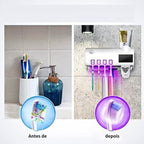 UVBrush Pro™ – Suporte com Esterilizador UV e Dispenser Automático de Creme Dental