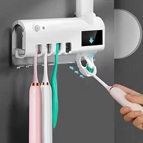 UVBrush Pro™ – Suporte com Esterilizador UV e Dispenser Automático de Creme Dental